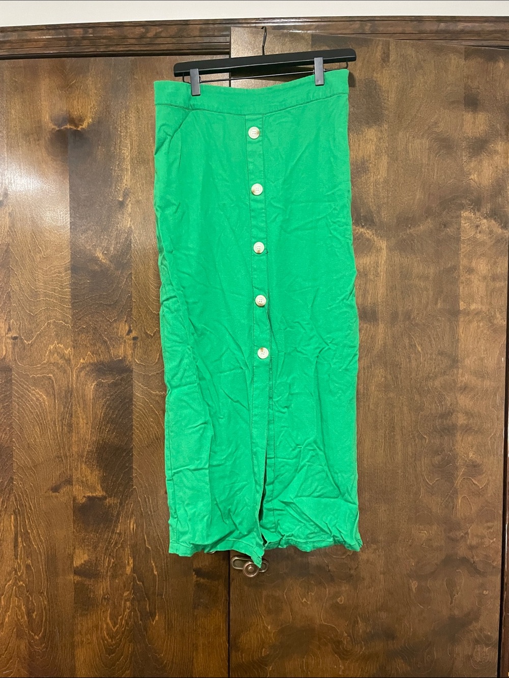 Green Button-Front Women’s Skirt